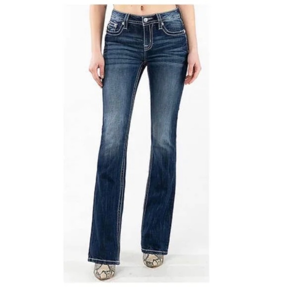 Miss Me Denim - Miss Me Women's Embellish Pocket Flap Bootcut Jeans Size 27 Style JP5489B2